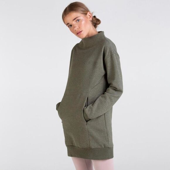Gymshark Olive Green Women’s Funnel Neck So Soft Tunic Sweatshirt - Picture 1 of 7